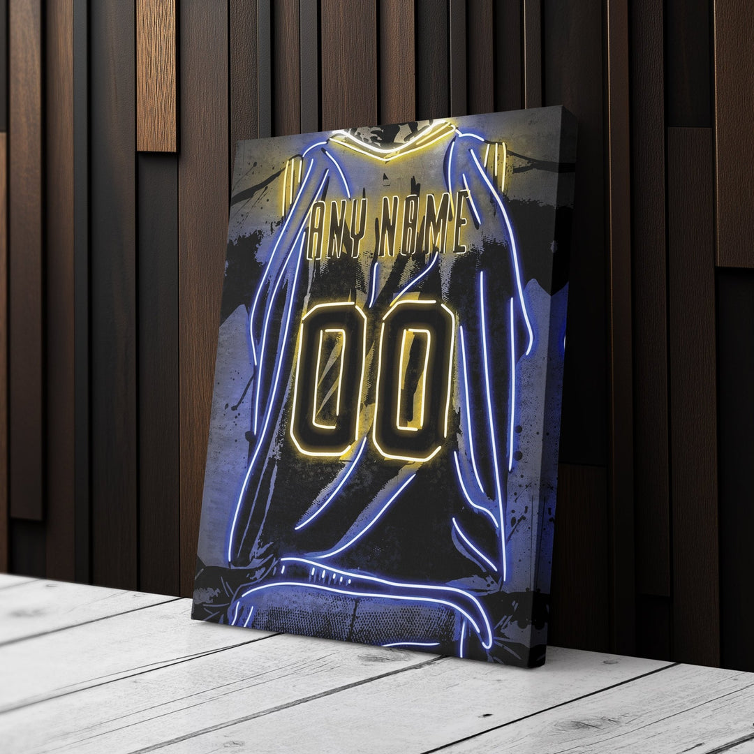 Golden State Warriors Custom Jersey Canvas | Neon Wall Art - CanvasNeon