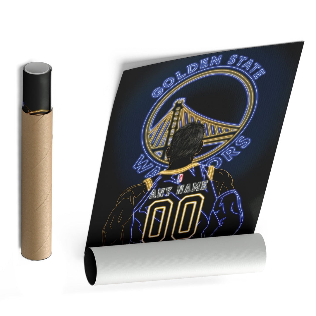 Golden State Warriors Personalized Jersey Canvas | Neon Wall Art - CanvasNeon