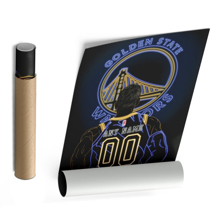 Golden State Warriors Personalized Jersey Canvas | Neon Wall Art - CanvasNeon