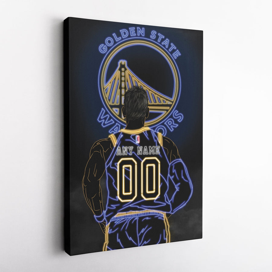 Golden State Warriors Personalized Jersey Canvas | Neon Wall Art - CanvasNeon