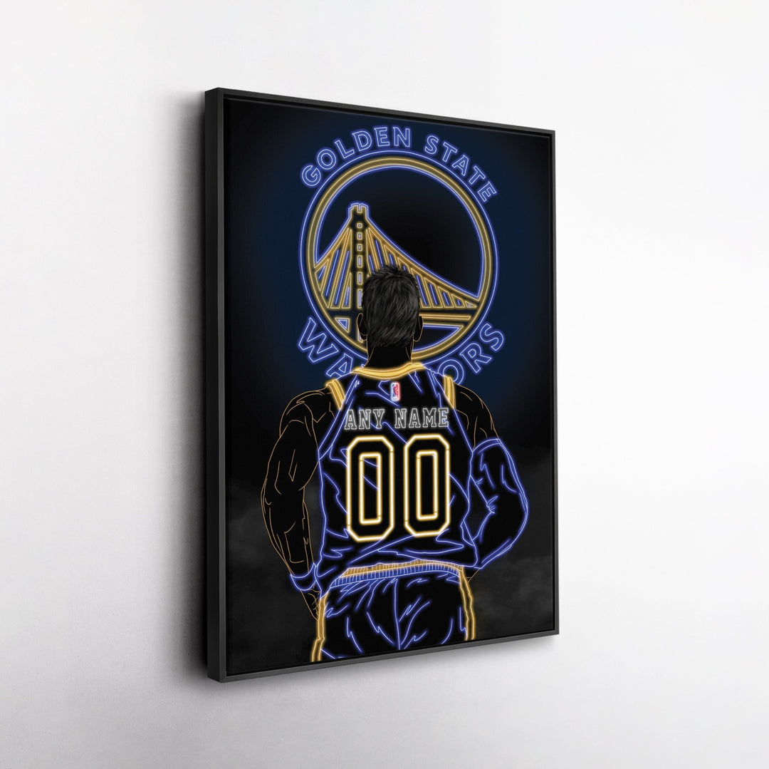 Golden State Warriors Personalized Jersey Canvas | Neon Wall Art - CanvasNeon
