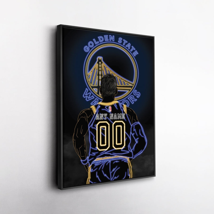 Golden State Warriors Personalized Jersey Canvas | Neon Wall Art - CanvasNeon