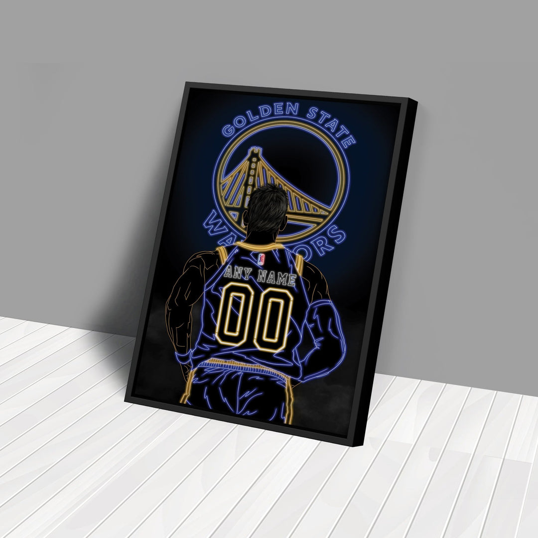 Golden State Warriors Personalized Jersey Canvas | Neon Wall Art - CanvasNeon