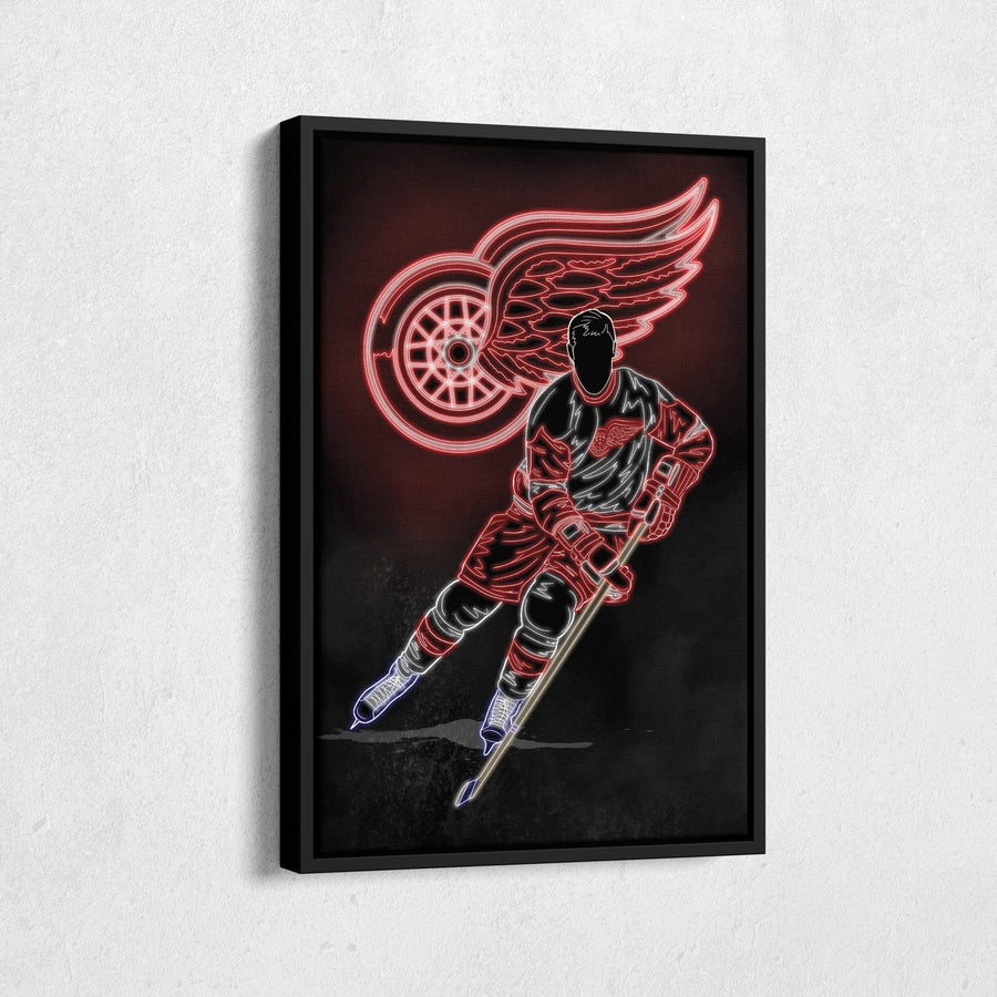 Gordie Howe Neon Canvas Art |Red Wings Wall Decor - CanvasNeon