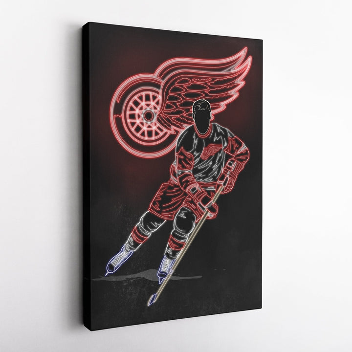 Gordie Howe Neon Canvas Art |Red Wings Wall Decor - CanvasNeon