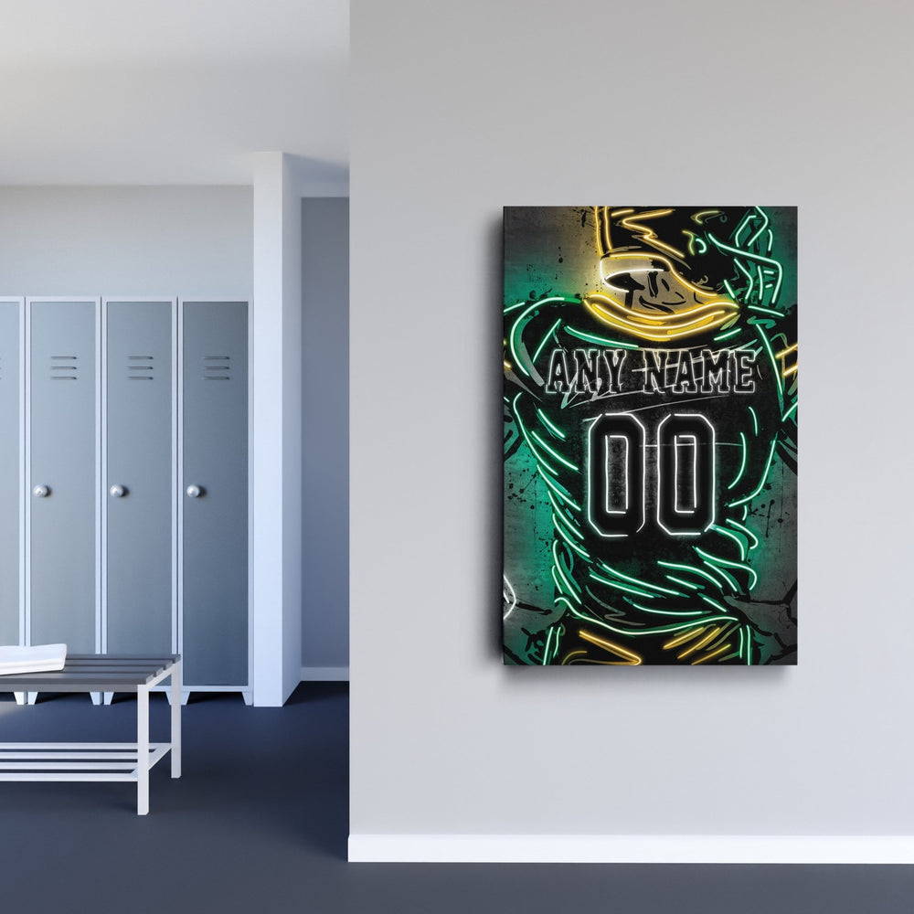 Green Bay Packers Custom Jersey Canvas | Neon Wall Art - CanvasNeon