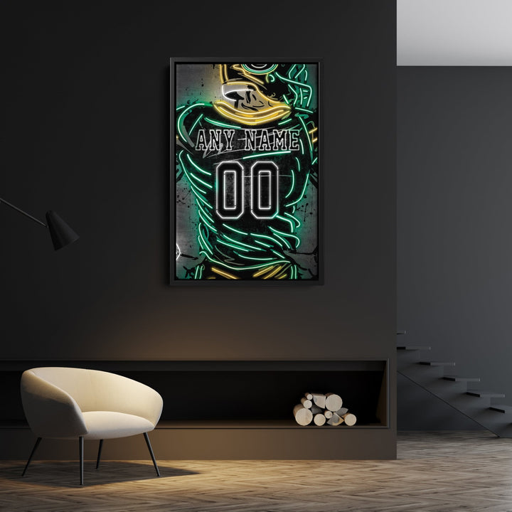 Green Bay Packers Custom Jersey Canvas | Neon Wall Art - CanvasNeon