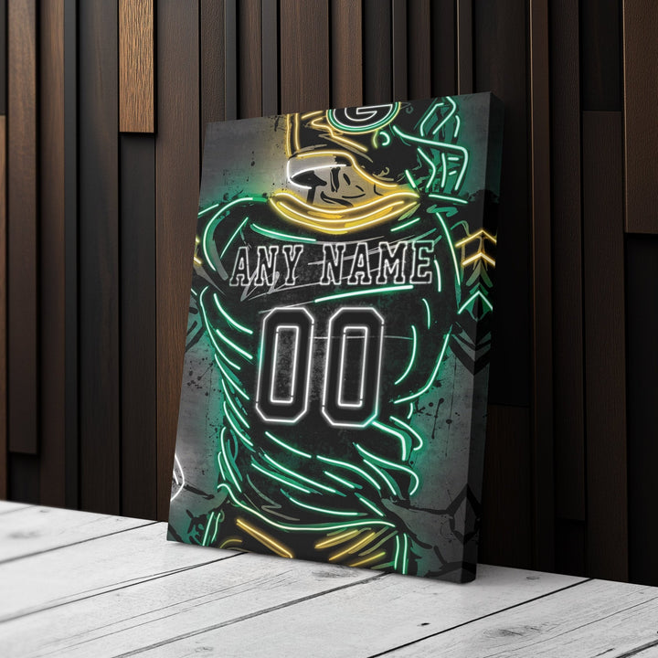 Green Bay Packers Custom Jersey Canvas | Neon Wall Art - CanvasNeon