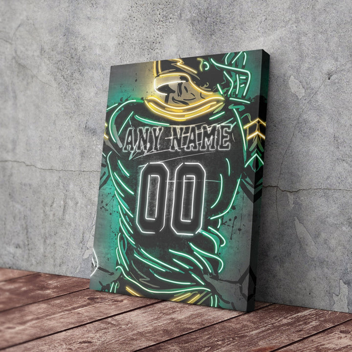 Green Bay Packers Custom Jersey Canvas | Neon Wall Art - CanvasNeon