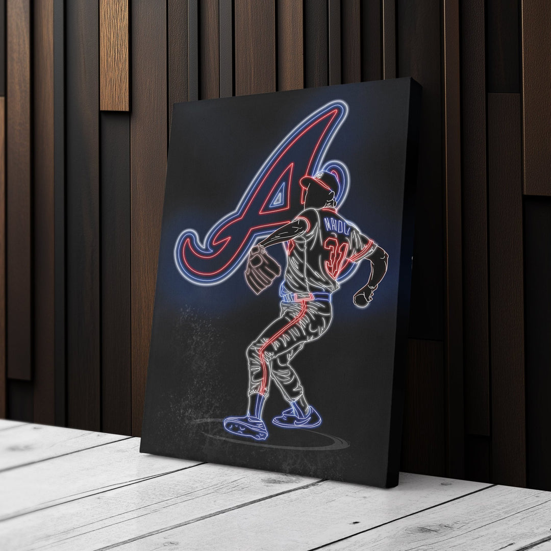 Greg Maddux Neon Canvas Art | Braves Wall Decor - CanvasNeon