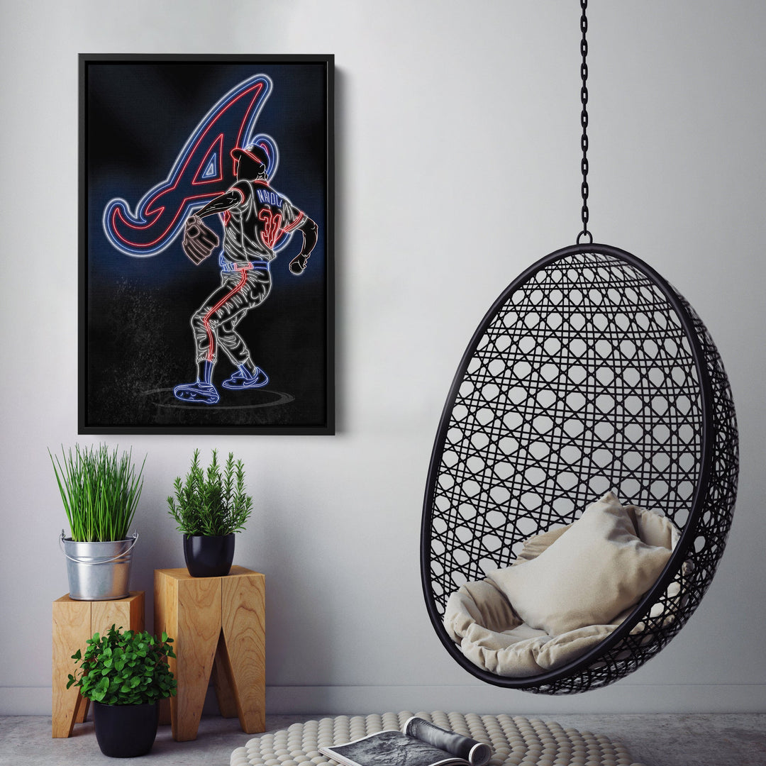 Greg Maddux Neon Canvas Art | Braves Wall Decor - CanvasNeon
