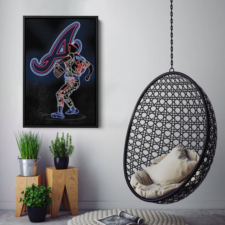 Greg Maddux Neon Canvas Art | Braves Wall Decor - CanvasNeon