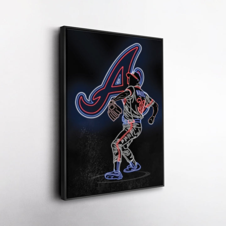 Greg Maddux Neon Canvas Art | Braves Wall Decor - CanvasNeon