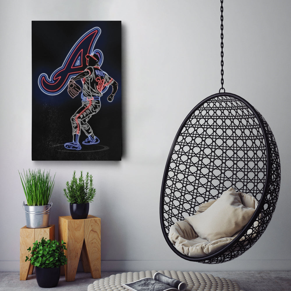Greg Maddux Neon Canvas Art | Braves Wall Decor - CanvasNeon