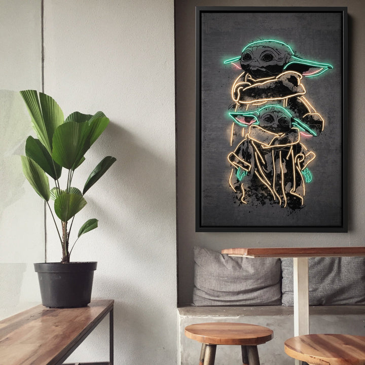 Grogu Canvas | Star Wars Neon Wall Art - CanvasNeon