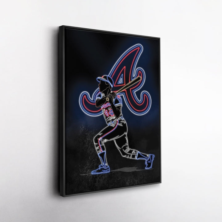 Hank Aaron Neon Canvas Art | Braves Wall Decor - CanvasNeon
