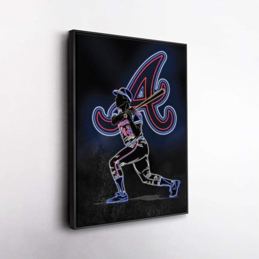 Hank Aaron Neon Canvas Art | Braves Wall Decor - CanvasNeon