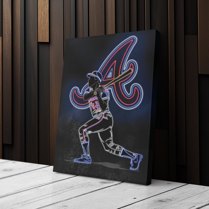 Hank Aaron Neon Canvas Art | Braves Wall Decor - CanvasNeon