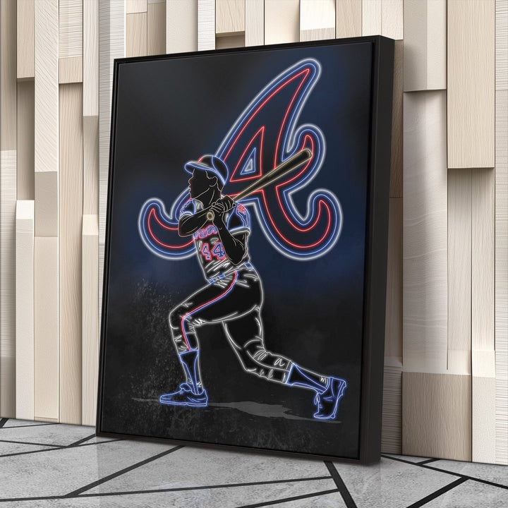 Hank Aaron Neon Canvas Art | Braves Wall Decor - CanvasNeon