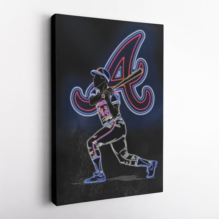 Hank Aaron Neon Canvas Art | Braves Wall Decor - CanvasNeon