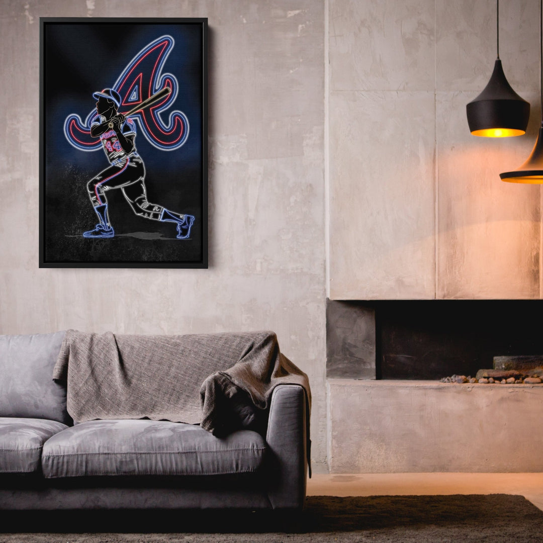 Hank Aaron Neon Canvas Art | Braves Wall Decor - CanvasNeon