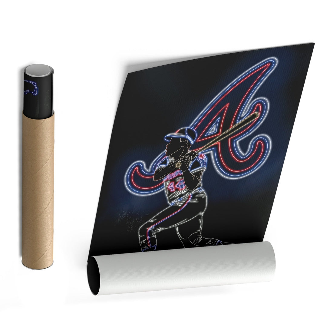 Hank Aaron Neon Canvas Art | Braves Wall Decor - CanvasNeon