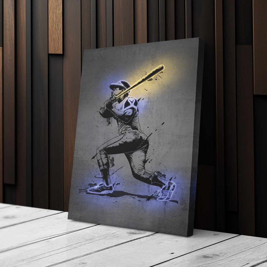 Hank Aaron Neon Canvas Art | Modern Wall Decor for Braves Fans - CanvasNeon