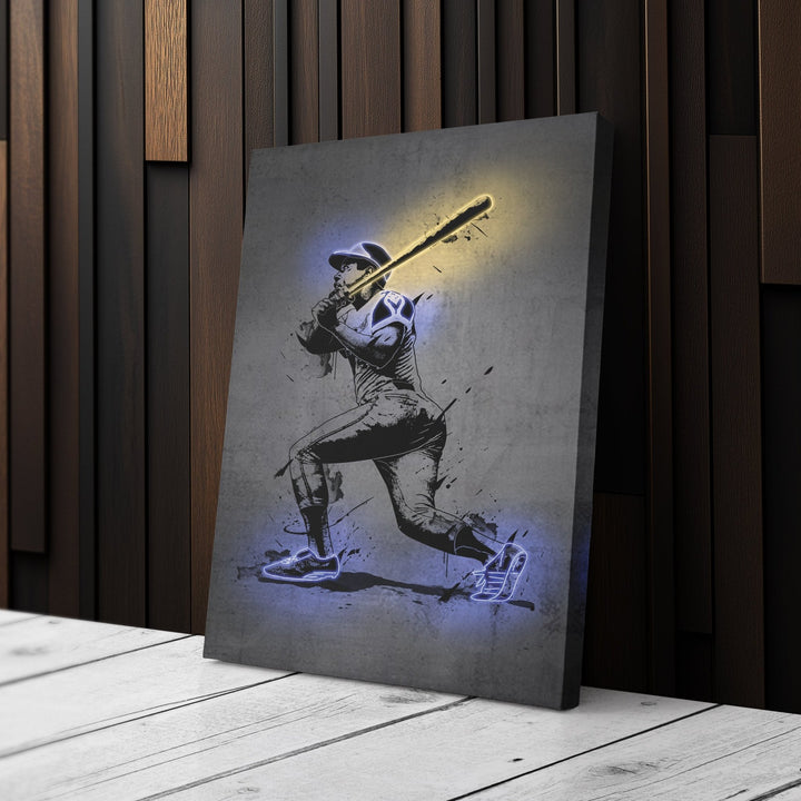 Hank Aaron Neon Canvas Art | Modern Wall Decor for Braves Fans - CanvasNeon