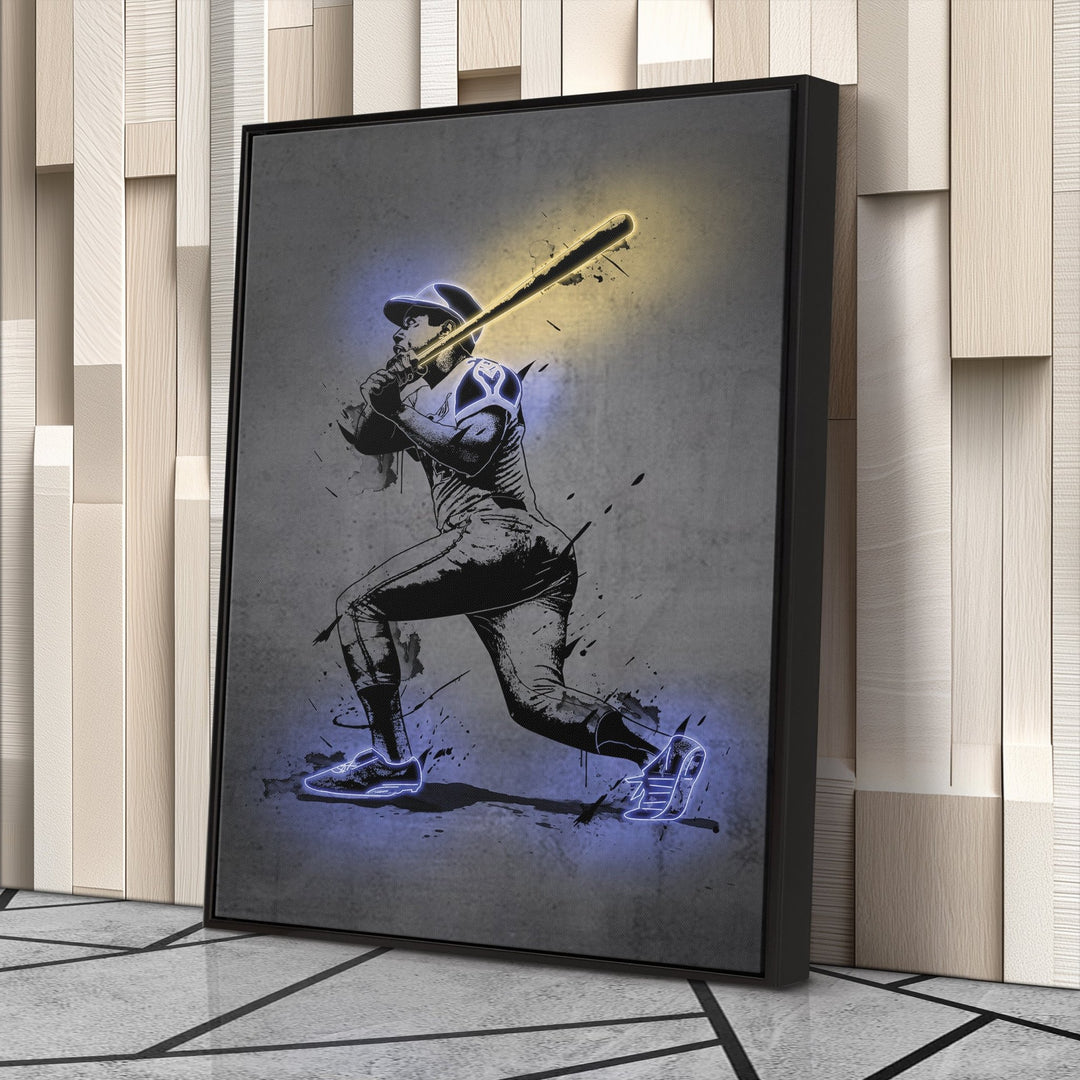 Hank Aaron Neon Canvas Art | Modern Wall Decor for Braves Fans - CanvasNeon
