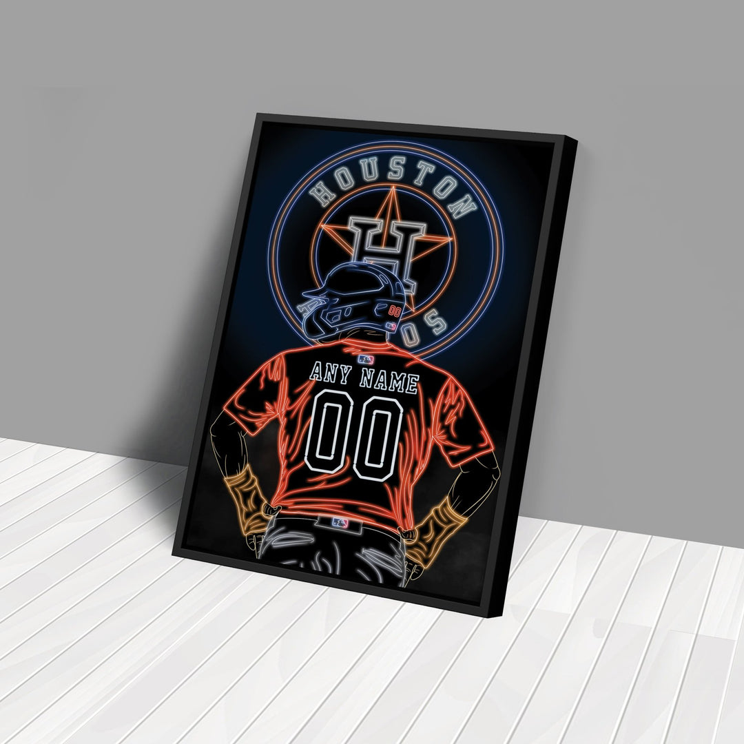 Houston Astros Personalized Jersey Canvas | Neon Wall Art - CanvasNeon