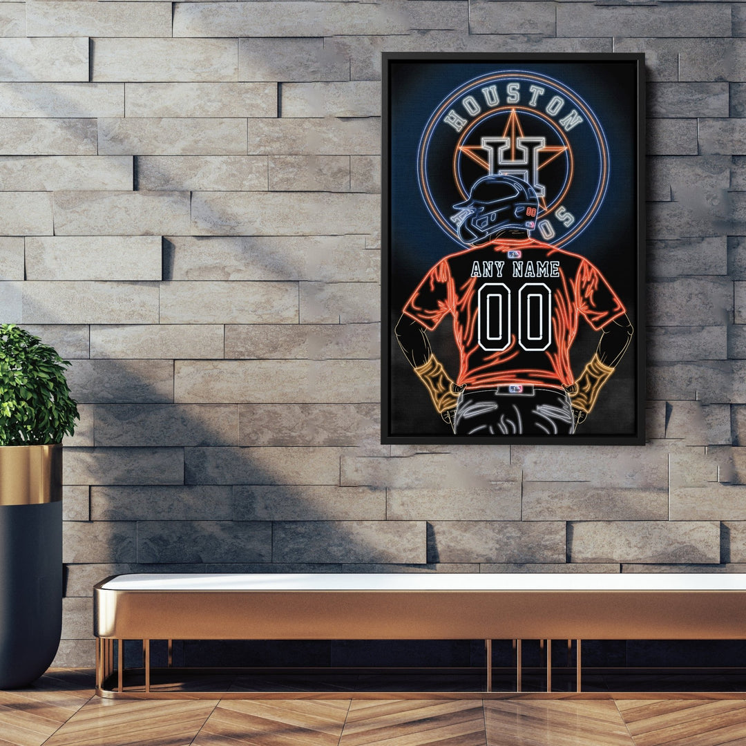 Houston Astros Personalized Jersey Canvas | Neon Wall Art - CanvasNeon