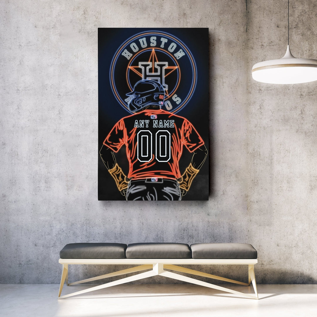 Houston Astros Personalized Jersey Canvas | Neon Wall Art - CanvasNeon