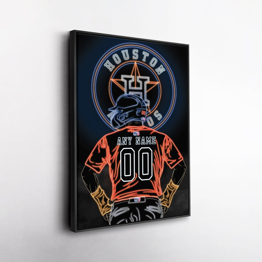 Houston Astros Personalized Jersey Canvas | Neon Wall Art - CanvasNeon