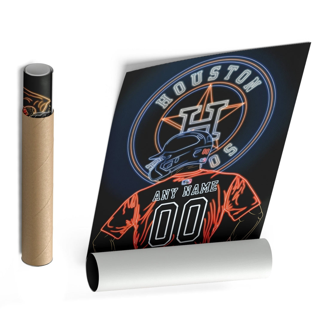 Houston Astros Personalized Jersey Canvas | Neon Wall Art - CanvasNeon