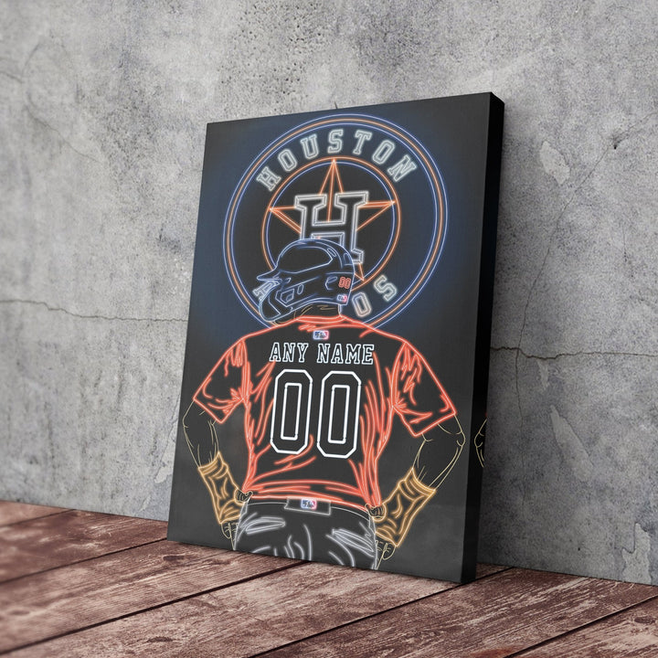 Houston Astros Personalized Jersey Canvas | Neon Wall Art - CanvasNeon