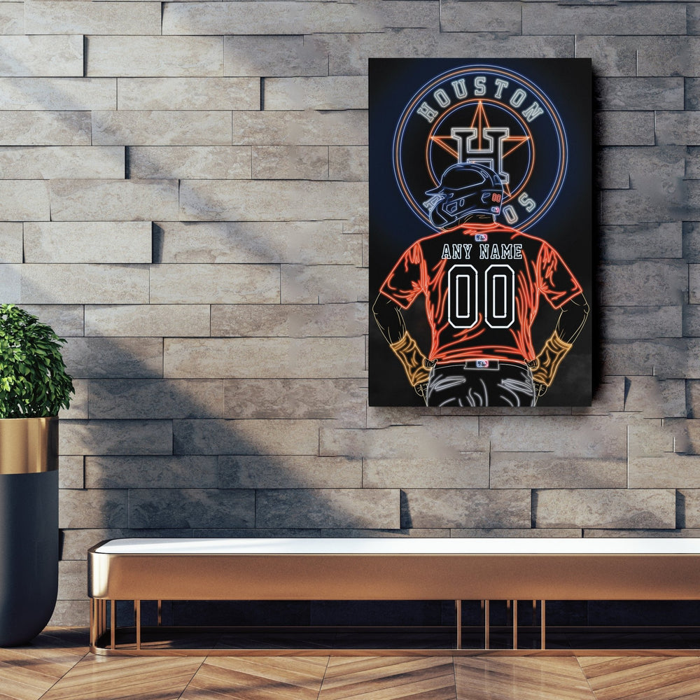 Houston Astros Personalized Jersey Canvas | Neon Wall Art - CanvasNeon