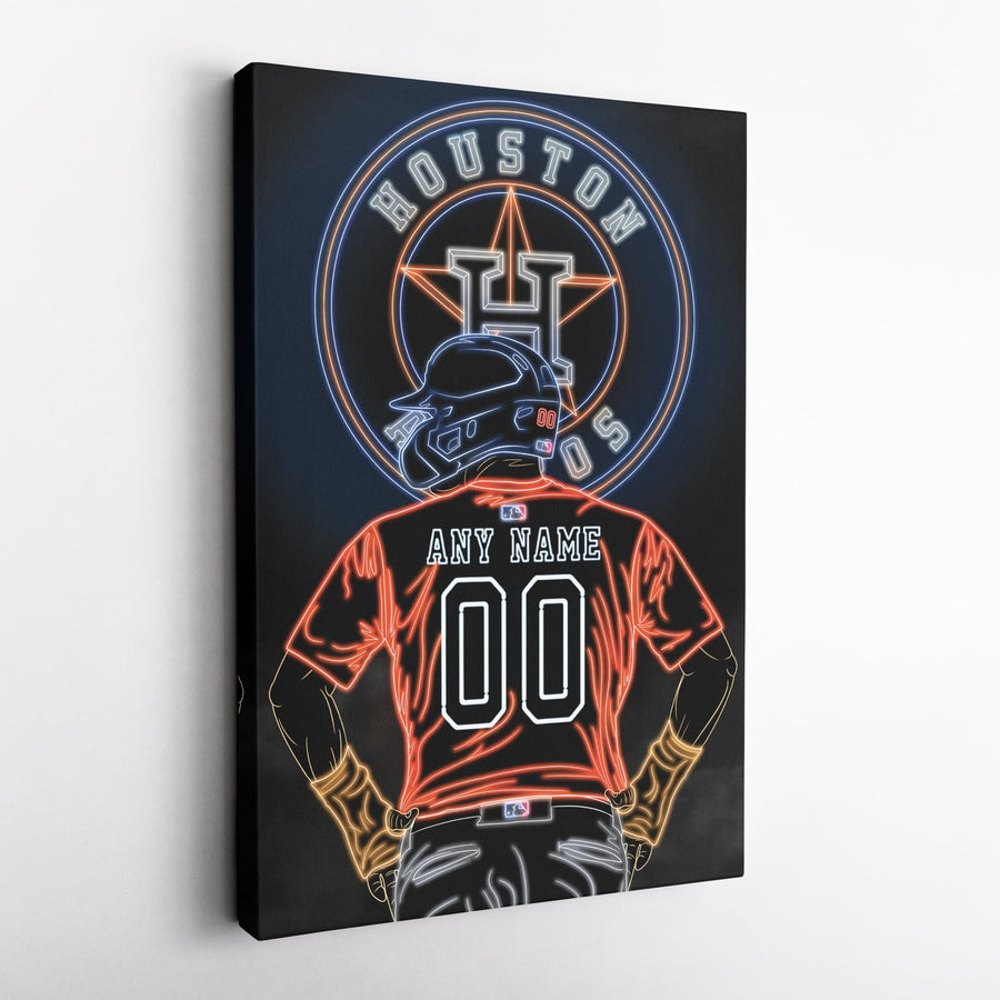 Houston Astros Personalized Jersey Canvas | Neon Wall Art - CanvasNeon