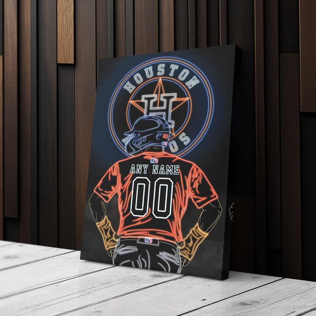 Houston Astros Personalized Jersey Canvas | Neon Wall Art - CanvasNeon