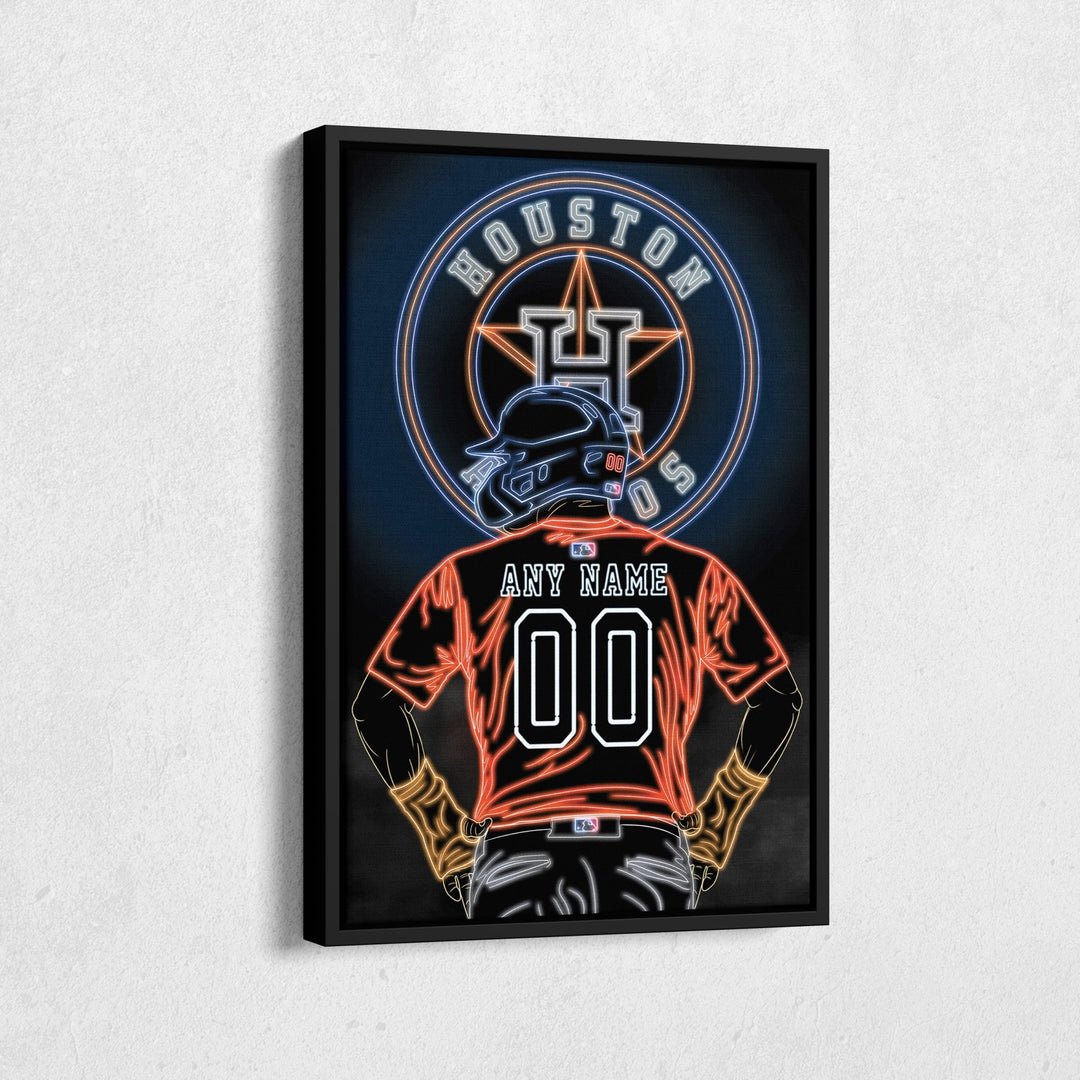 Houston Astros Personalized Jersey Canvas | Neon Wall Art - CanvasNeon