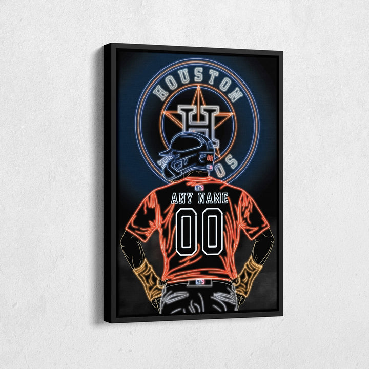 Houston Astros Personalized Jersey Canvas | Neon Wall Art - CanvasNeon