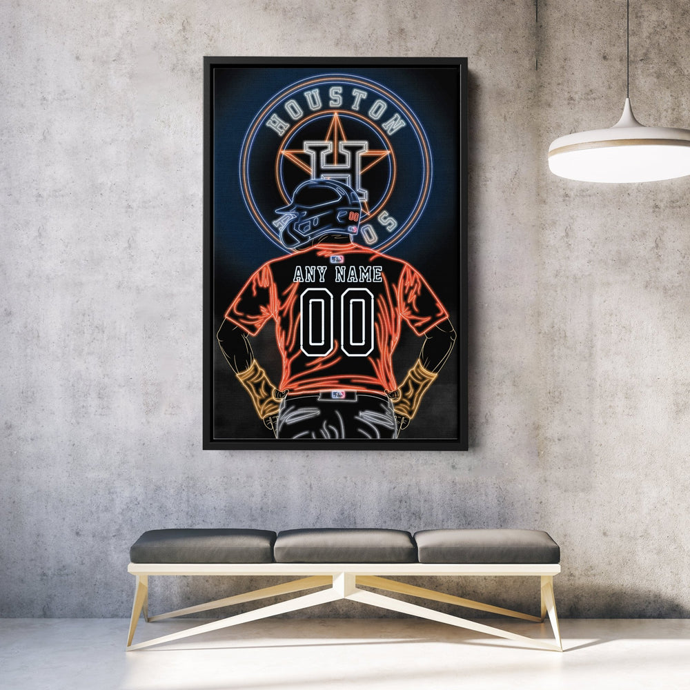 Houston Astros Personalized Jersey Canvas | Neon Wall Art - CanvasNeon