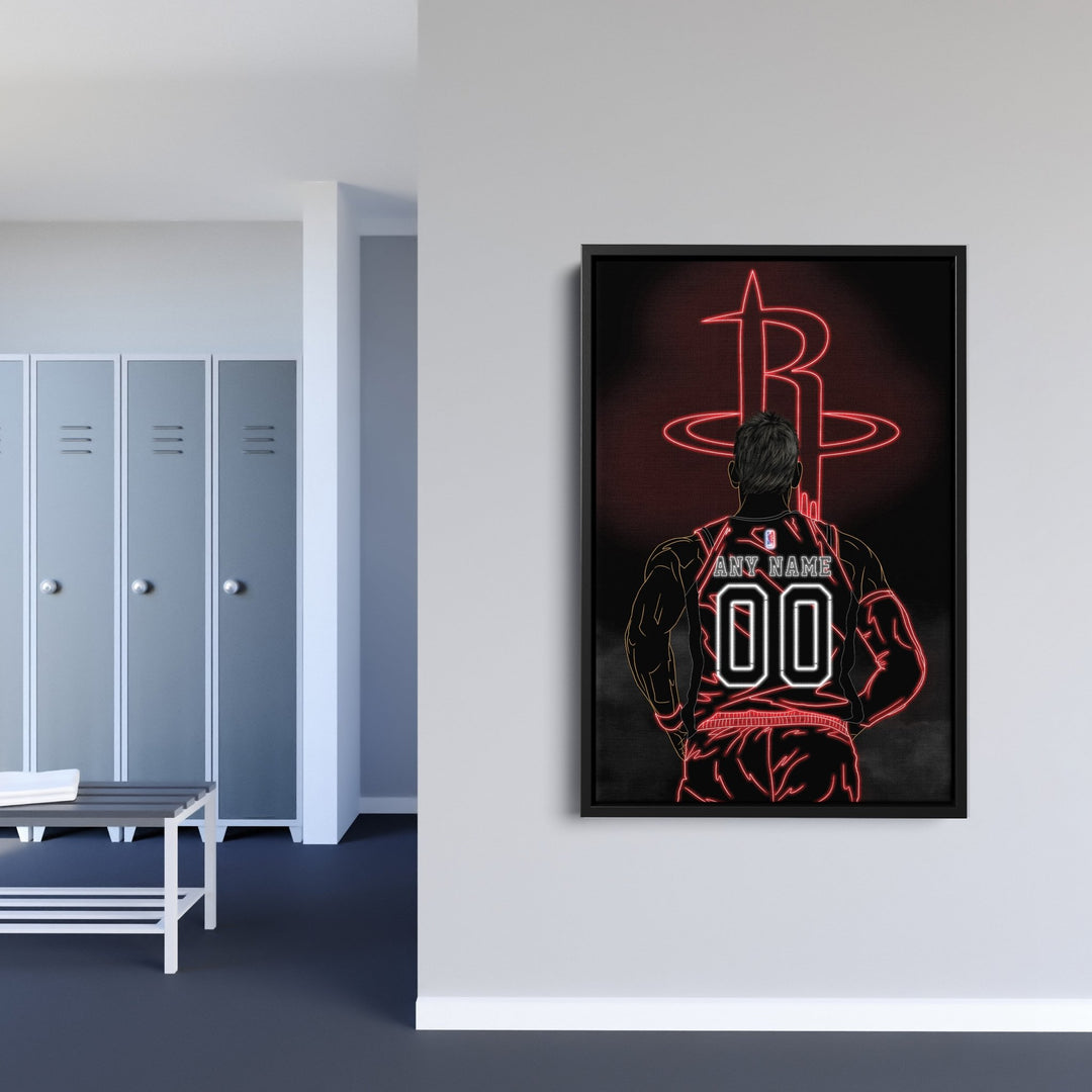 Houston Rockets Personalized Jersey Canvas | Neon Wall Art - CanvasNeon