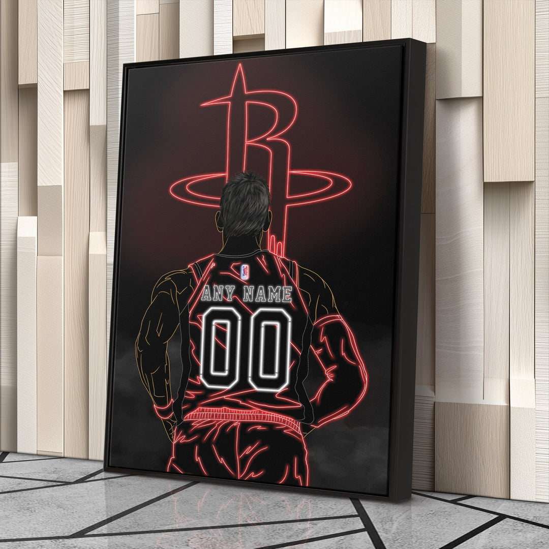 Houston Rockets Personalized Jersey Canvas | Neon Wall Art - CanvasNeon
