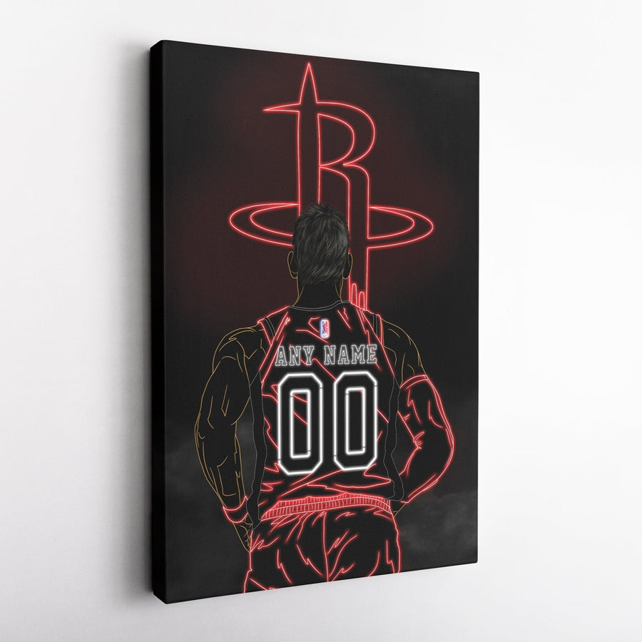 Houston Rockets Personalized Jersey Canvas | Neon Wall Art - CanvasNeon