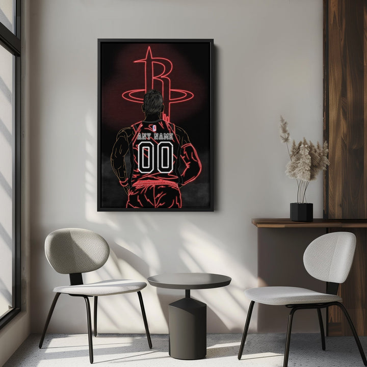 Houston Rockets Personalized Jersey Canvas | Neon Wall Art - CanvasNeon