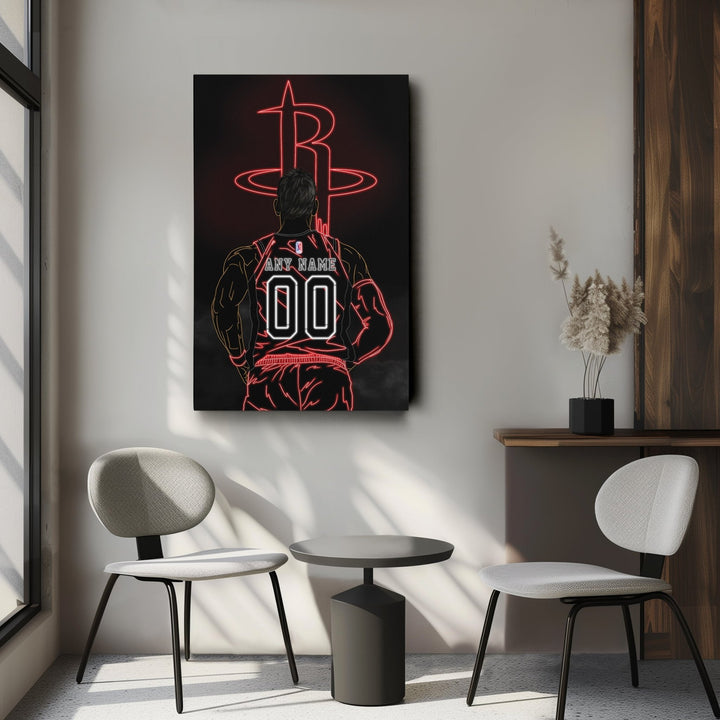 Houston Rockets Personalized Jersey Canvas | Neon Wall Art - CanvasNeon