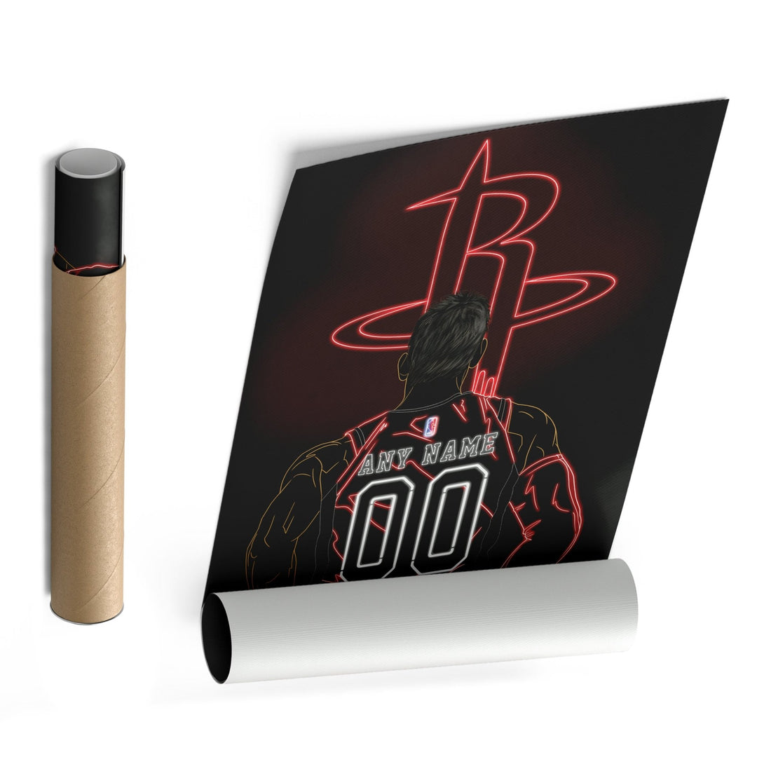 Houston Rockets Personalized Jersey Canvas | Neon Wall Art - CanvasNeon
