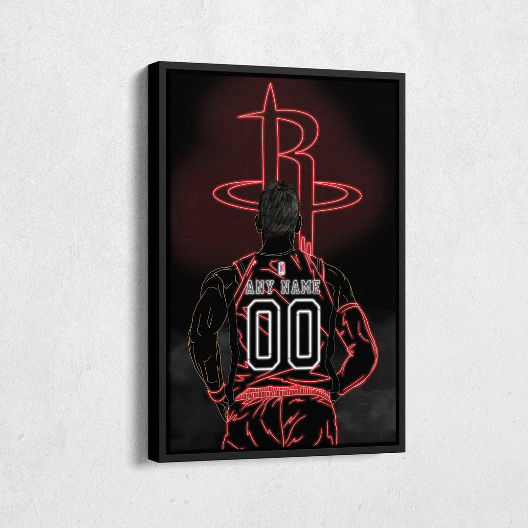 Houston Rockets Personalized Jersey Canvas | Neon Wall Art - CanvasNeon