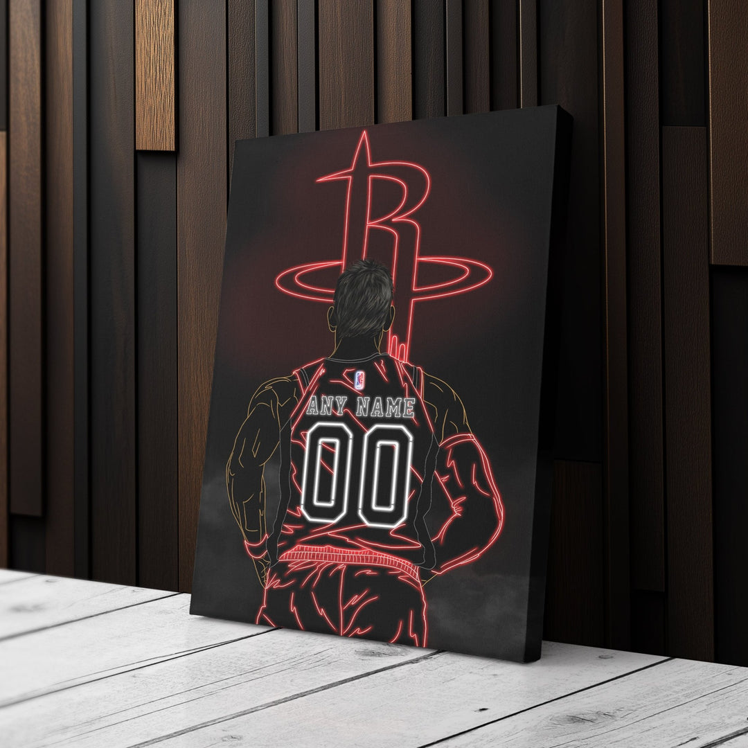 Houston Rockets Personalized Jersey Canvas | Neon Wall Art - CanvasNeon