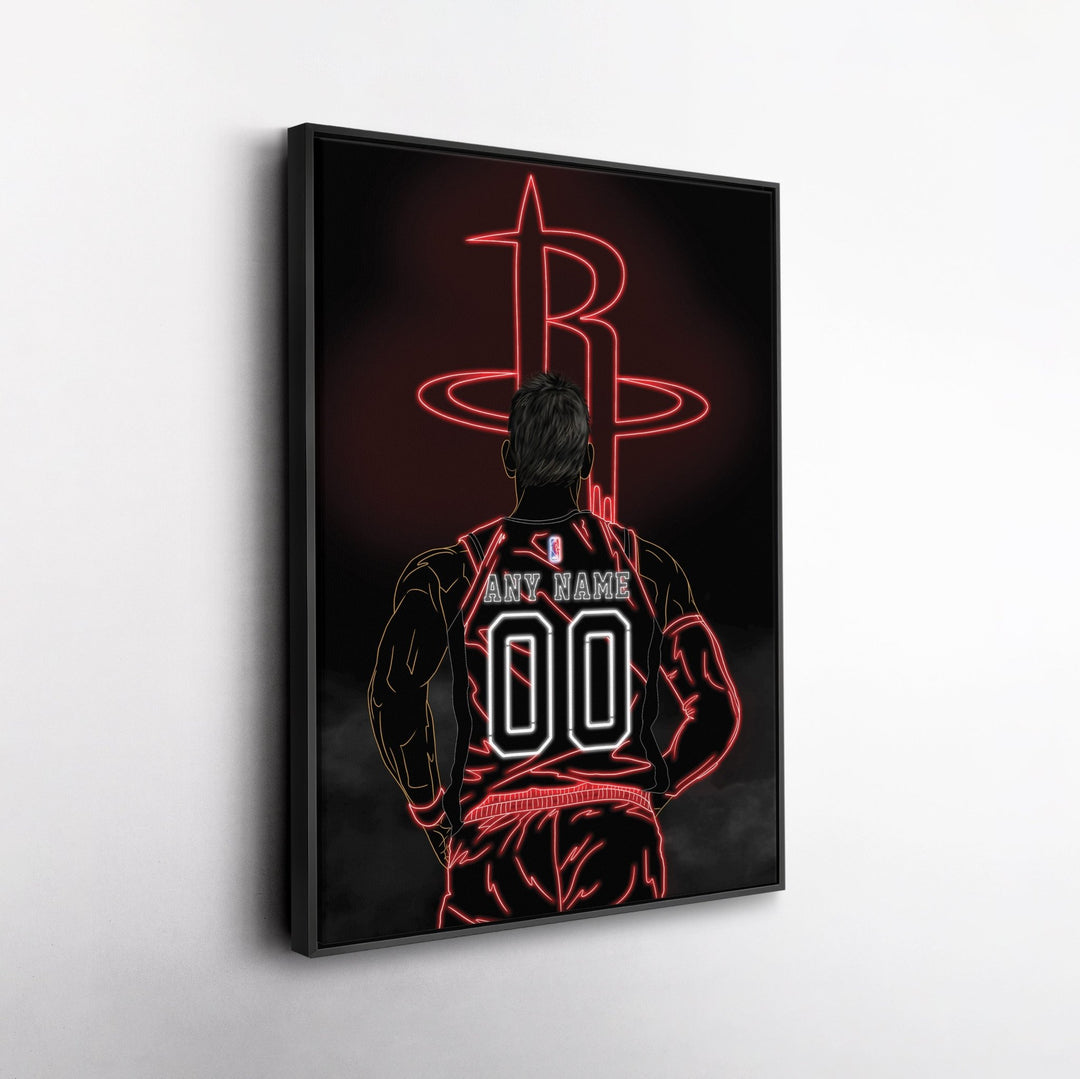 Houston Rockets Personalized Jersey Canvas | Neon Wall Art - CanvasNeon
